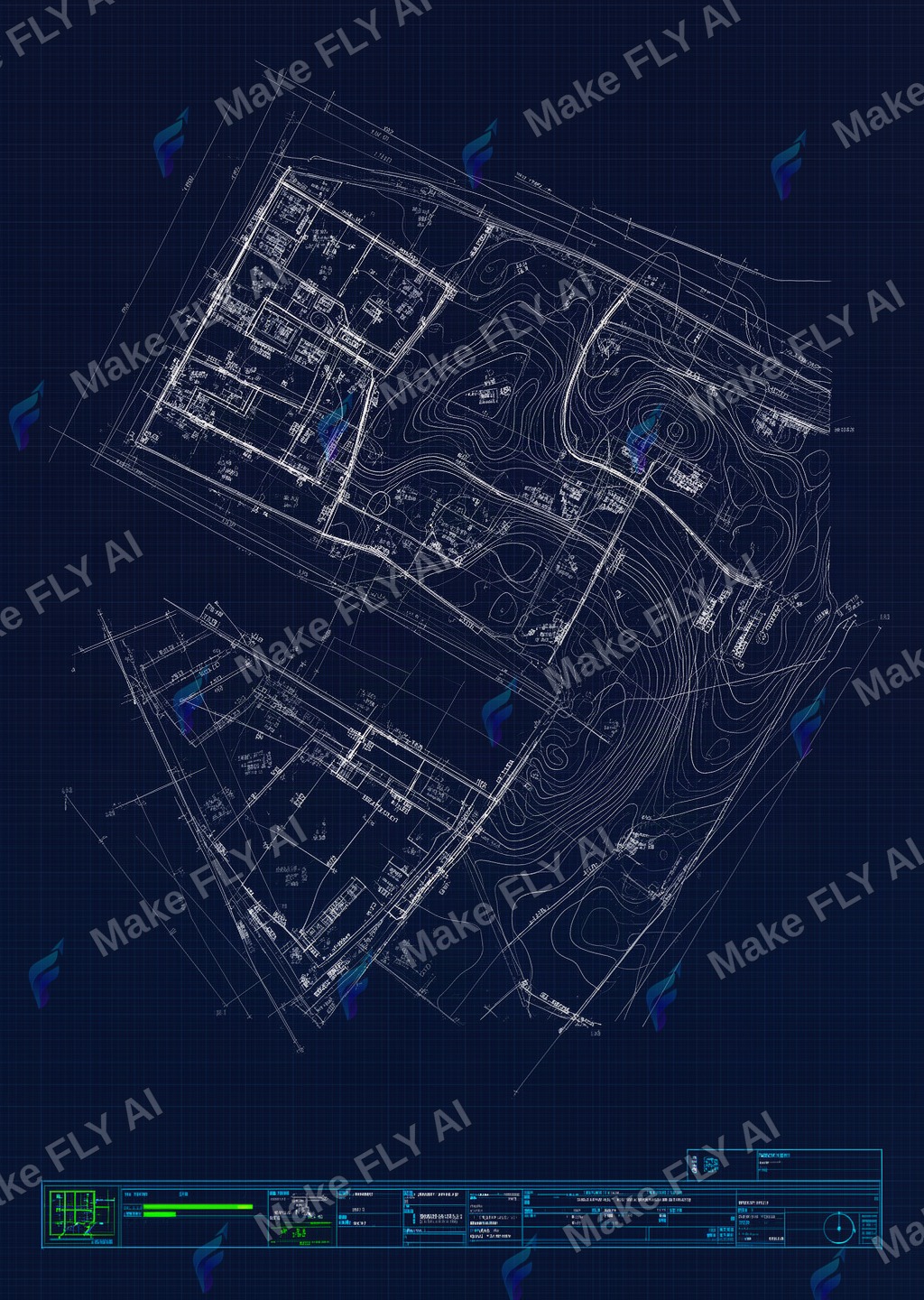 Blue and white blueprint style flyer for cad4surveys land surveying CAD drafting services.